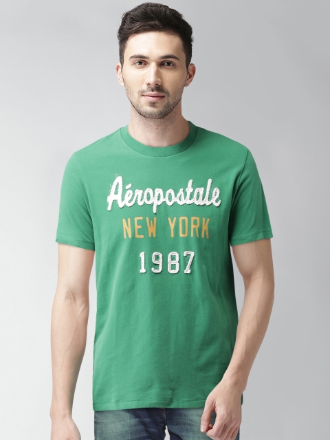 

Aeropostale Men Green Printed Round Neck T-shirt