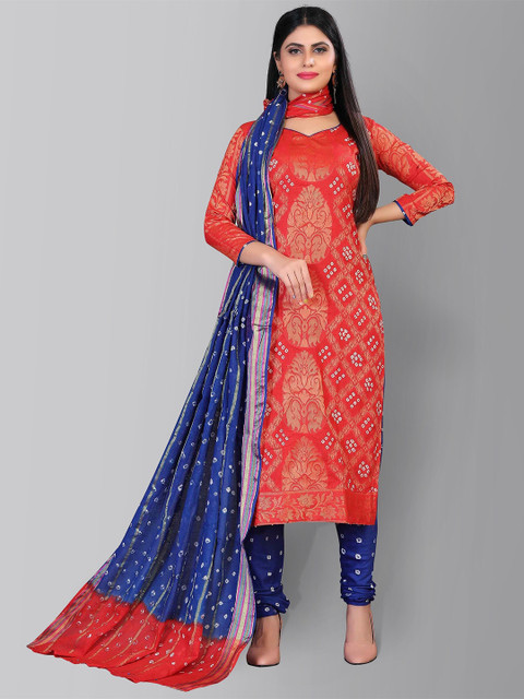 

Divine International Trading Co Women Dyed Unstitched Dress Material, Red