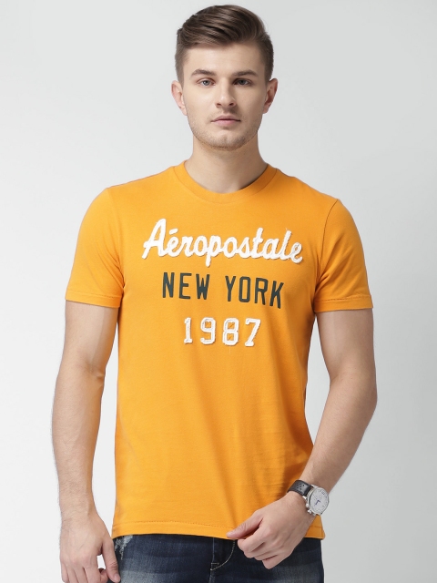 

Aeropostale Men Yellow Printed Round Neck T-shirt