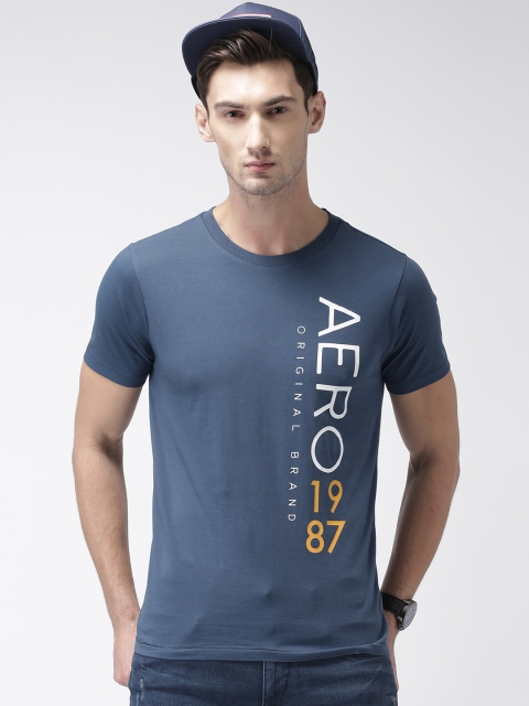 

Aeropostale Men Blue Printed Round Neck T-shirt