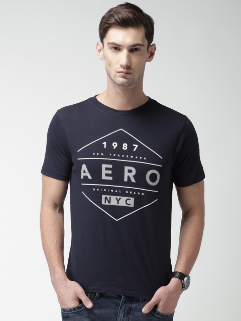 

Aeropostale Men Navy Blue Printed Round Neck T-shirt