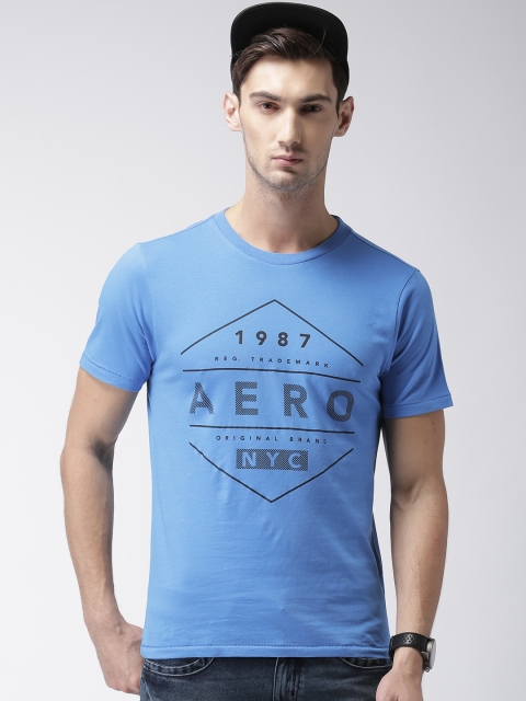 

Aeropostale Men Blue Printed Round Neck T-shirt