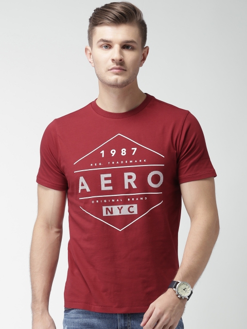 

Aeropostale Men Red Printed Round Neck T-shirt
