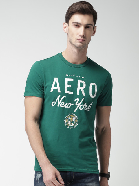 

Aeropostale Men Green Printed Round Neck T-shirt