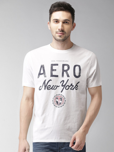 

Aeropostale Men White Printed Round Neck T-shirt