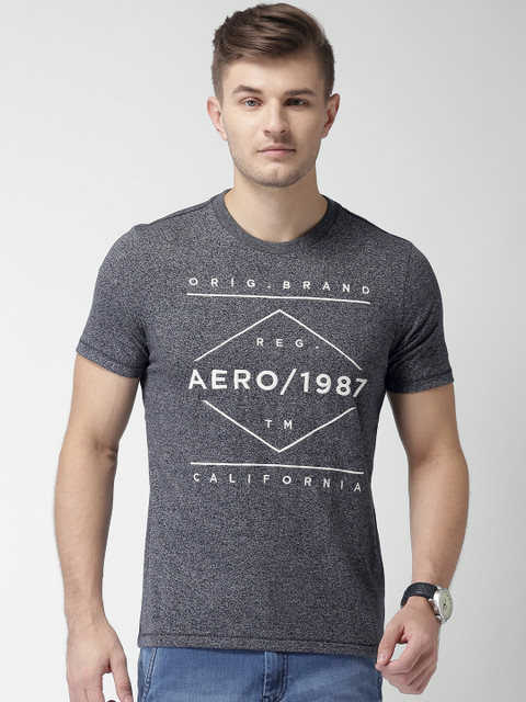 

Aeropostale Men Navy Blue Printed Round Neck T-shirt