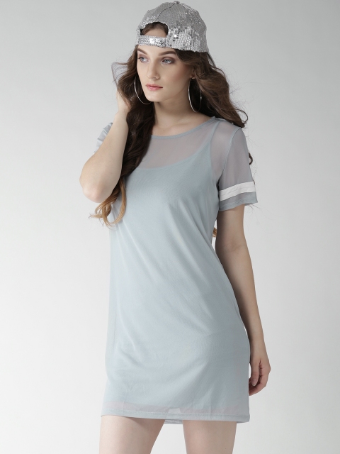 

FOREVER 21 Women Blue Solid T-shirt Dress