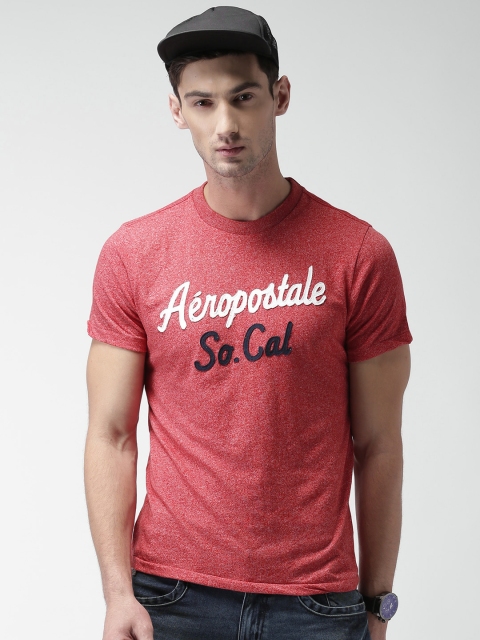 

Aeropostale Men Red Self-Design Round Neck T-shirt
