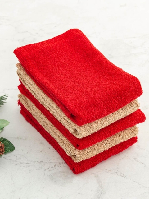 

Home Centre Set Of 5 Red & Brown Solid Cleaning Cloth Set