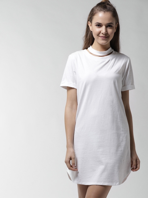 

FOREVER 21 Women White Solid T-shirt Dress