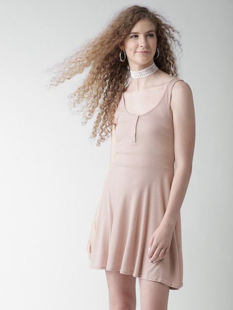 

FOREVER 21 Women Dusty Pink Solid Fit & Flare Dress