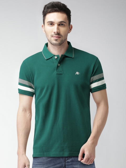 

Aeropostale Men Green Solid Polo Collar T-shirt