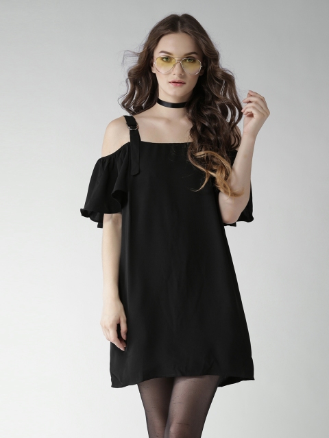 

FOREVER 21 Women Black Solid A-Line Dress