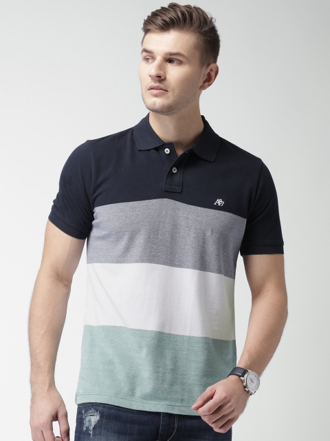 

Aeropostale Men Navy Blue Colourblocked Polo Collar T-shirt