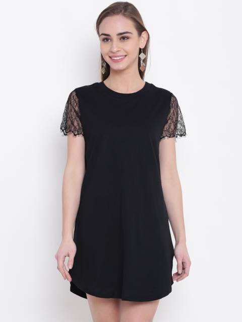 

FOREVER 21 Women Black Solid Shift Dress