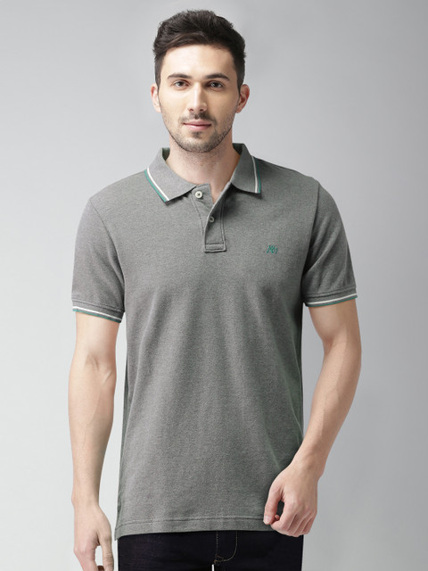 

Aeropostale Men Grey Melange Solid Polo Collar T-shirt