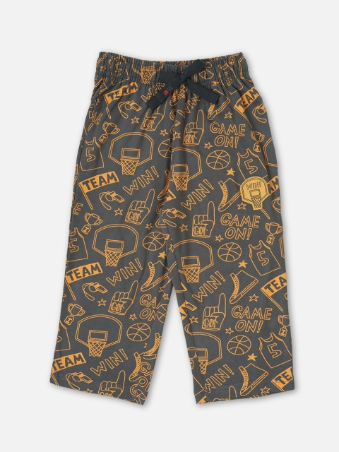 

Sweet Dreams Boys Grey & Yellow Printed Cotton Lounge Pant