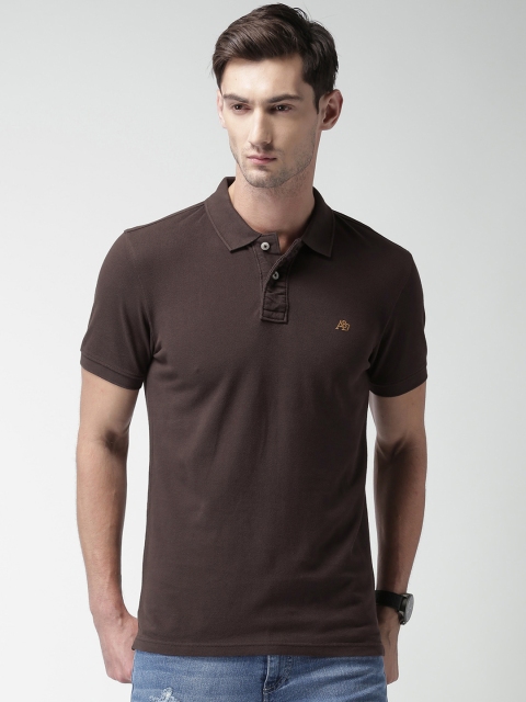 

Aeropostale Men Brown Solid Polo Collar T-shirt