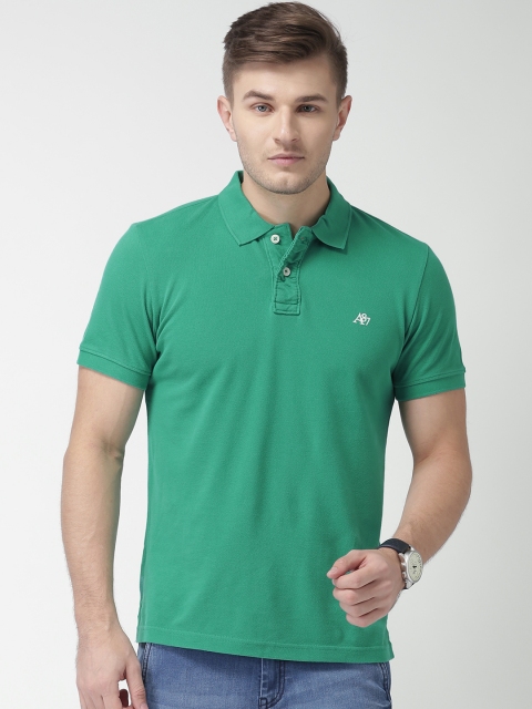 

Aeropostale Men Green Solid Polo Collar T-shirt