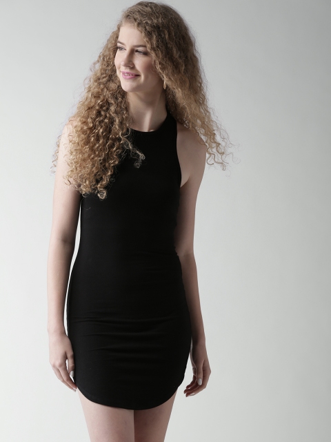 

FOREVER 21 Women Black Solid Bodycon Dress