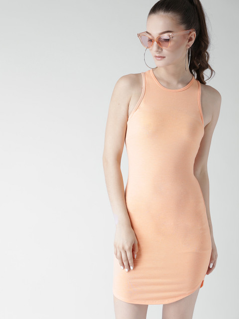 

FOREVER 21 Women Orange Solid Bodycon Dress