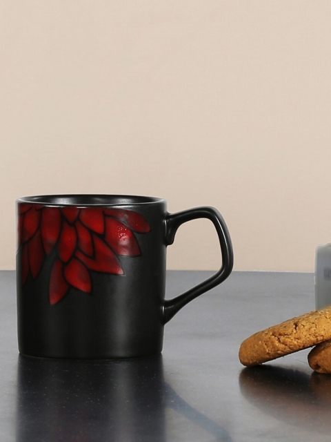

Home Centre Black & Red Printed Stoneware Glossy Cups Set of Cups and Mugs