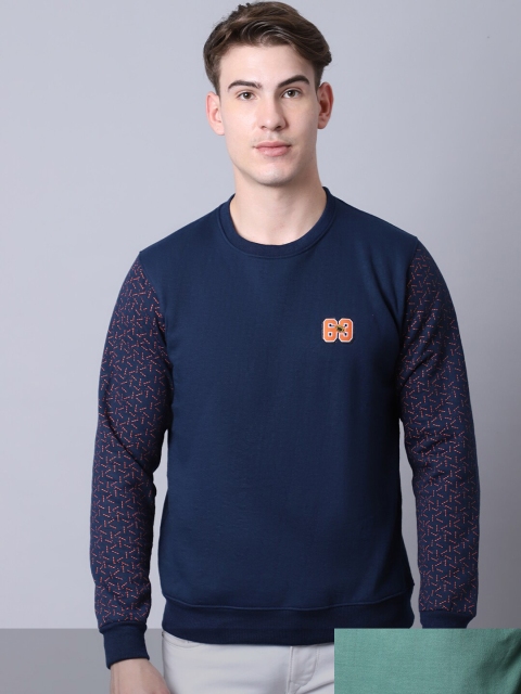 

Obaan Men Navy Blue and Green Pack of 2 Sweatshirt
