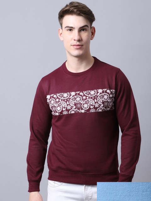 

Obaan Men Blue and Marron Pack of 2 Printed Sweatshirt