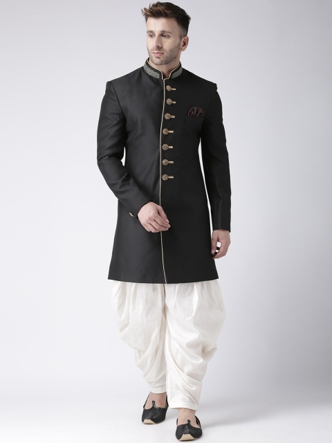 

hangup trend Men Black & White Solid Sherwani