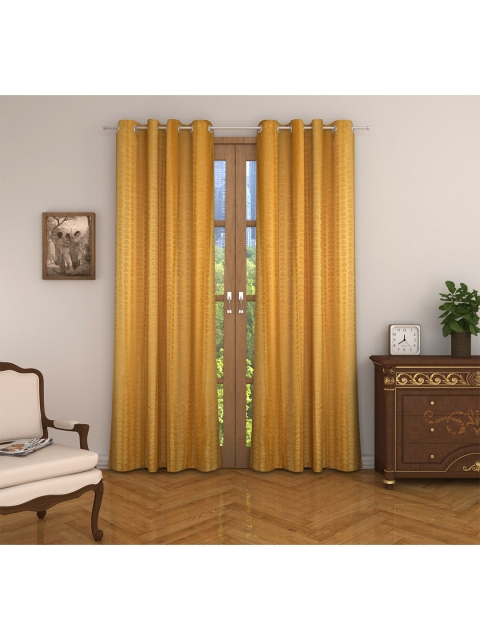 

HomeTown Mustard & White Set of 2 Geometric Room Darkening Door Curtain