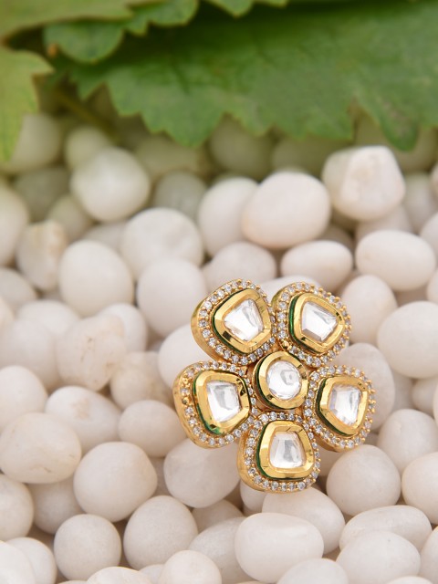 

FIROZA Gold-Plated Kundan-Studded Handcrafted Adjustable Ring