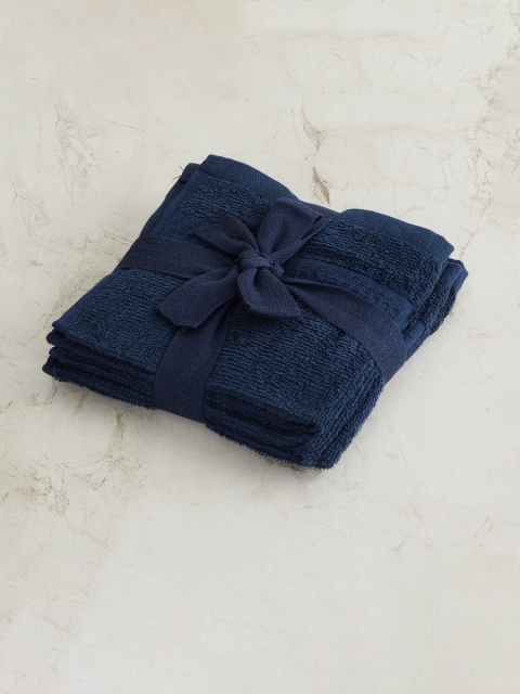 

Home Centre Set of 4 Blue Textured 550 GSM Cotton Face Towels
