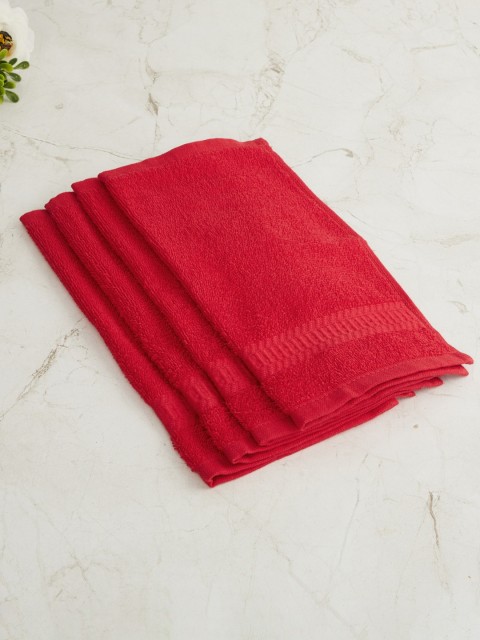 

Home Centre Red Set Of 4 550 GSM Cotton Face Towels