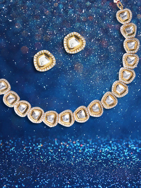 

FIROZA Gold-Plated Kundan AD Studded Handcrafted Jewellery Set