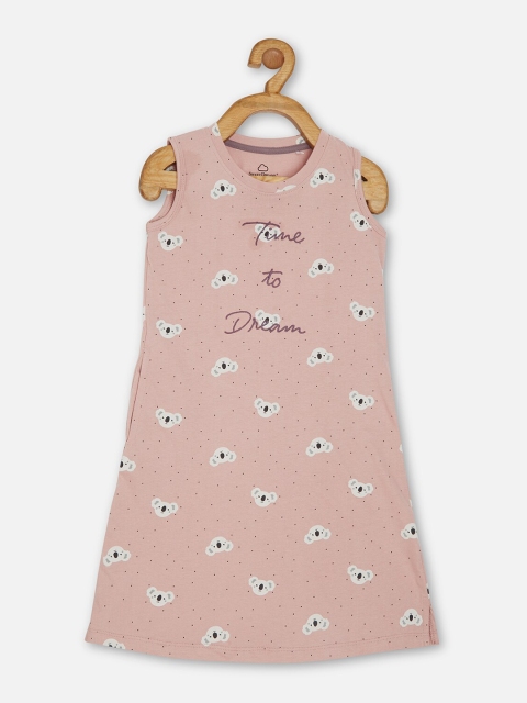 

Sweet Dreams Girls Printed Pure Cotton Nightdress, Pink