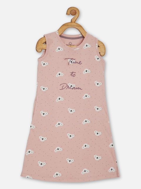 

Sweet Dreams Girls Printed Pure Cotton Nightdress, Pink