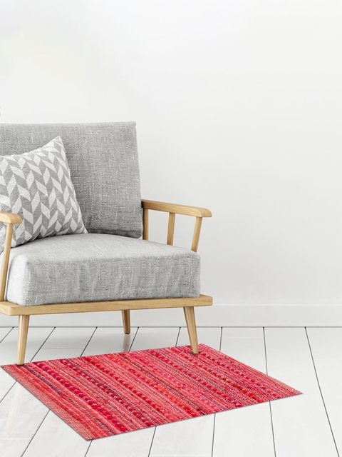 

Home Centre Red Textured Cotton Dhurrie- 50x75cm
