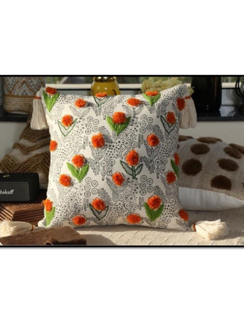 

HERE&NOW Floral Square Cushion Covers, Orange