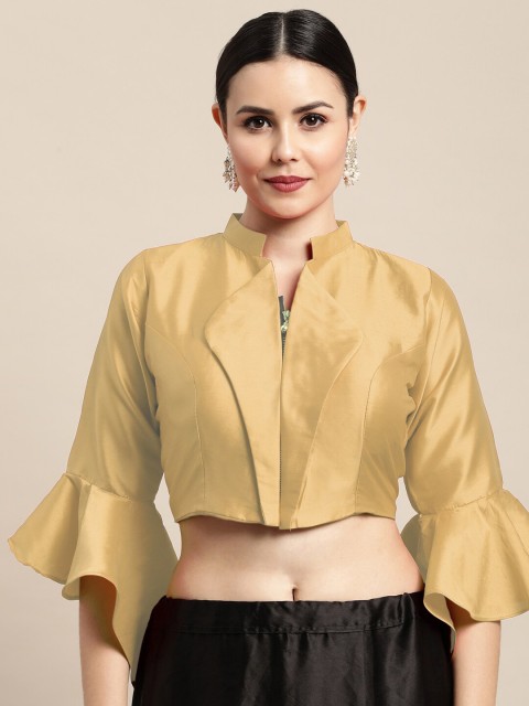 

Satrani Beige Solid Taffeta Padded Saree Blouse