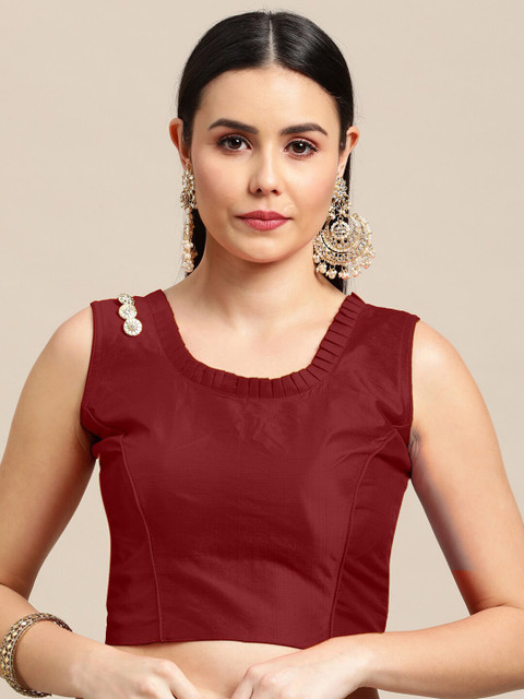 

Satrani Maroon Solid Padded Saree Blouse