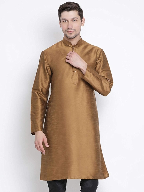 

ROYAL KURTA Men Brown Solid Straight Kurta