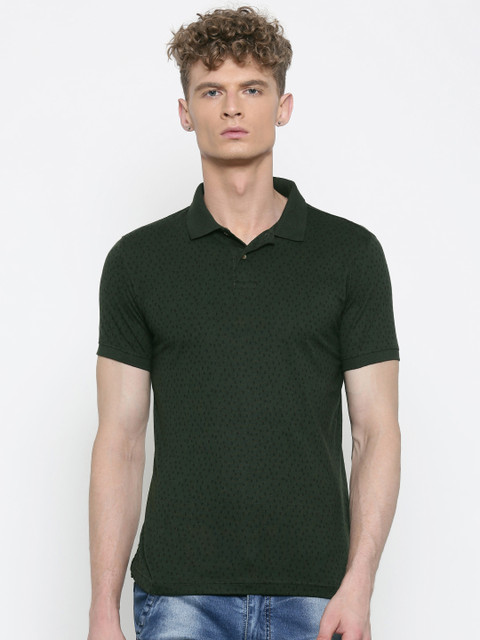

Peter England Casuals Men Green Printed Polo Collar T-shirt