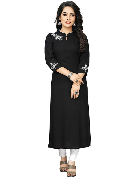 

Prettify Women Floral Embroidered Kurta, Black