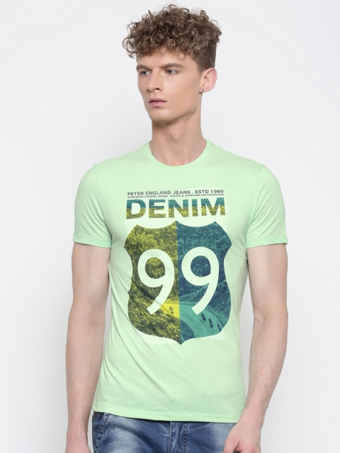

Peter England Casuals Men Green Printed T-shirt