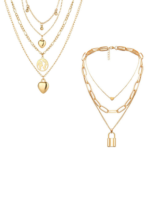 

Jewels Galaxy Women Gold-Toned Gold-Plated Set Of 2 Necklace