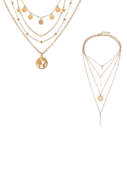 

Jewels Galaxy Set Of 2 Women Gold-Toned Gold-Plated Layered Necklace