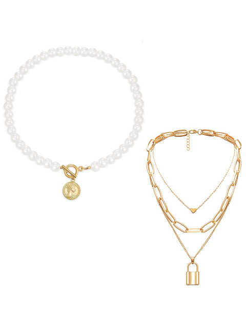 

Jewels Galaxy Gold-Toned & White Gold-Plated Necklace