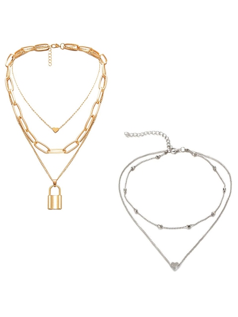 

Jewels Galaxy Pack Of 2 Gold-Toned Gold-Plated Layered Necklace