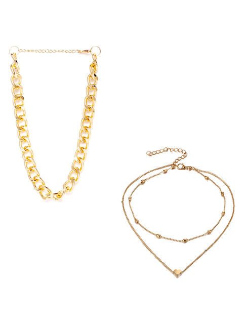 

Jewels Galaxy Pack of 2 Gold-Toned Gold-Plated Necklace
