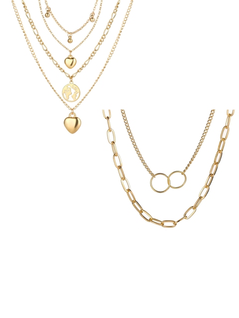 

Jewels Galaxy Set Of 2 Women Gold-Toned Gold-Plated Layered Necklace